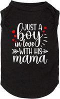 Dog Clothes Just a Boy in Love with Mama Shirts Pet Supplies Vest Small Medium Large Dog Apparel Parent-Child Suit (XX-Large, Boy-Black)