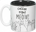 burton + BURTON Coffee Right Meow! 13oz Ceramic Cat Mug with Gift Box – Funny Cat Lover Coffee Cup, White & Black Feline Design, Microwave & Dishwasher Safe