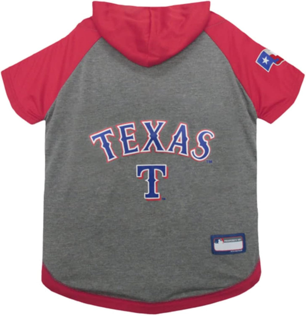 MLB Hoodie Shirt for Dogs & Cats - Texas Rangers Dog Hooded T-Shirt, Large. - MLB Team Color Hoody Vest for Baseball Fans