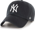 Brand MLB Black White Primary Logo Clean Up Adjustable Baseball Cap Hat, Adult One Size Fits All