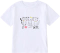 Girl's Cute Cat Graphic T-Shirts Funny Animal Lover Tee