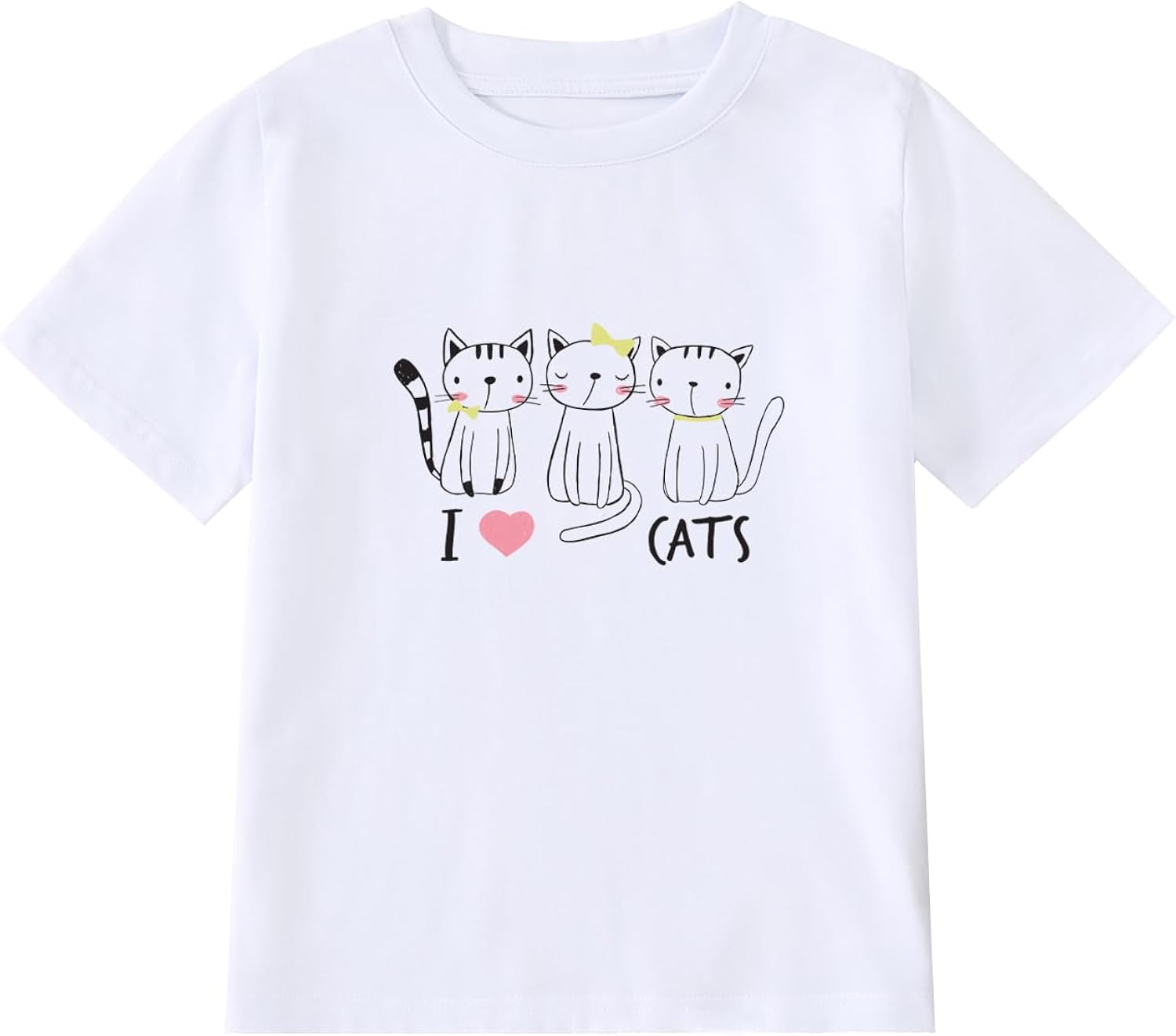 Girl's Cute Cat Graphic T-Shirts Funny Animal Lover Tee