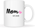 MAUAG Mom Est 2025 Coffee Mug, Mother's Day New Mom Gifts for Women Her, First Time Moms Cup, White 11 Oz