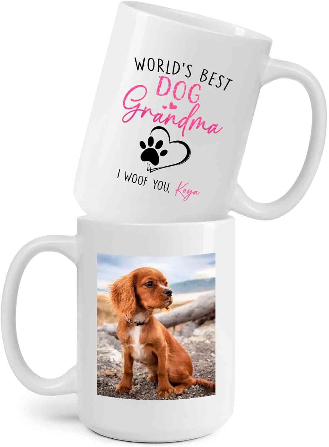 World's Best Dog Grandma Mug, Personalized Best Dog Grandma Tea Cup Gift For Mothers Day, Add Picture Frame Dog Coffee Mug Gift For Grandma Nana, Custom Dog Granny Mug Cup, White Mug 11oz 15oz
