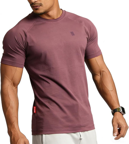 Casual Short Sleeve Crew Neck Classic Wicking Breathable Fitness Muscle Athletic T Shirts Mens
