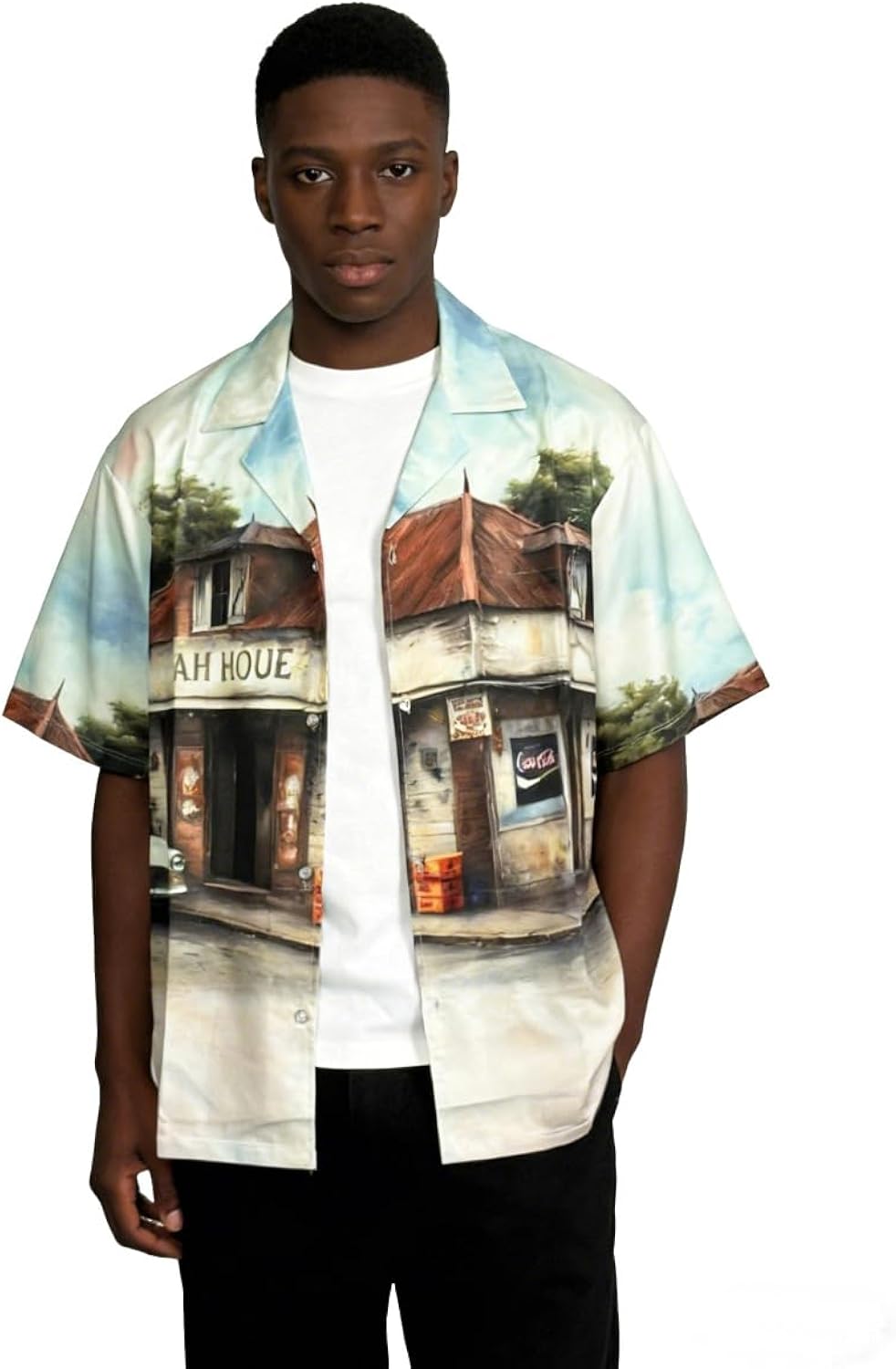 Men's Cuban Collar Short Sleeve Shirt