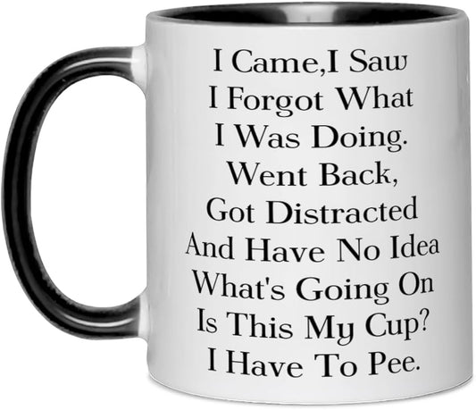 Funny Senior Citizens Coffee Mug,I Came I Saw I Forgot What I Was Doing,Funny Sarcastic Gifts for Old People Elderly Mom Dad Grandma Grandpa Husband Wife Coworker Birthday Christmas Gift White 11oz