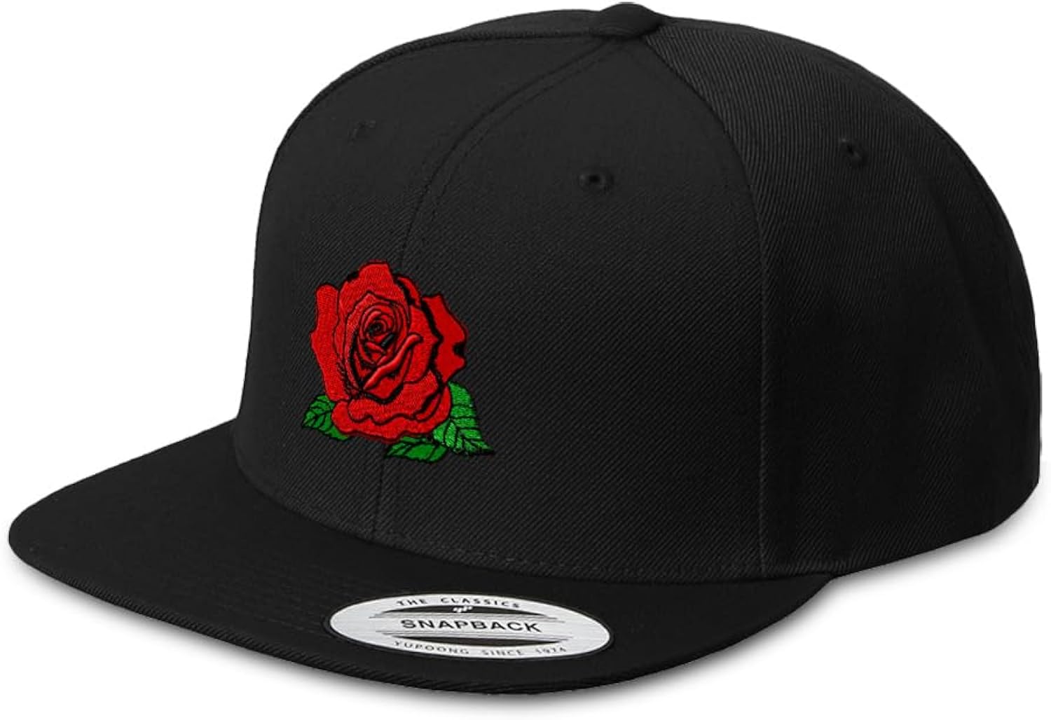 Custom Snapback Hat for Men Flat Brim Hats Red Rose Style B Embroidery Embroidered Flat Bill Hat Acrylic