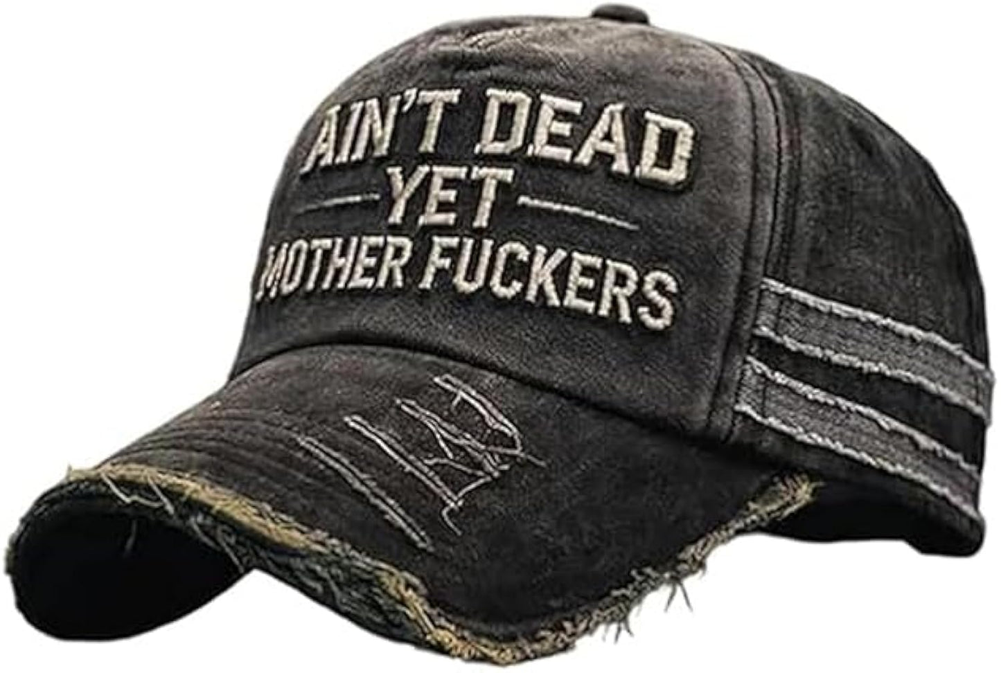 Ain't Dead Yet Mother Fuckers Vintage Trucker Hat，Cotton Embroidered Adjustable Retro Distressed Baseball Cap Unisex