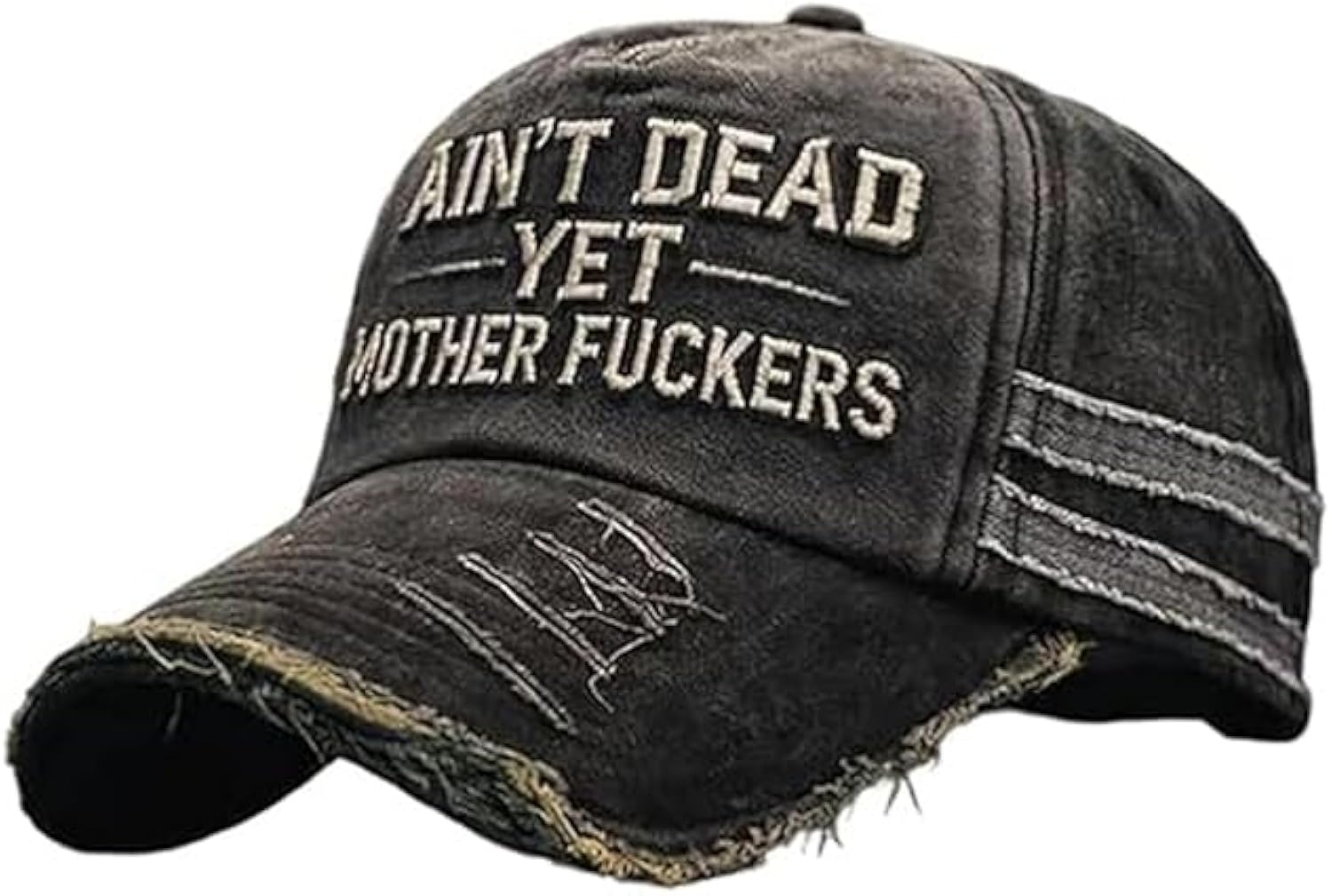 Ain't Dead Yet Mother Fuckers Vintage Trucker Hat，Cotton Embroidered Adjustable Retro Distressed Baseball Cap Unisex
