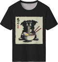 Men's Funny Dog Ramen Graphic T-Shirts Japanese Kawaii Anime Dog T-Shirt Casual Summer Tees