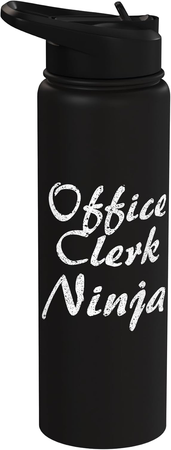 Office Clerk Tshirt Job Occupation Funny Work Title Stainless Steel Insulated Water Bottle