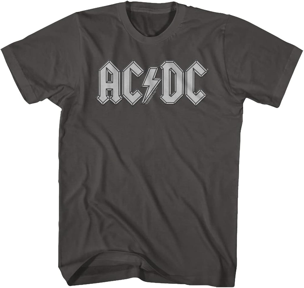 AC/DC Vintage Rock Band Music Group Grey Logo Adult T-Shirt Tee