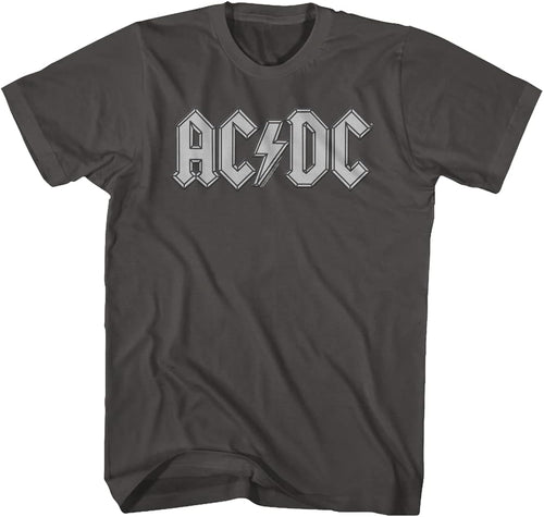 AC/DC Vintage Rock Band Music Group Grey Logo Adult T-Shirt Tee