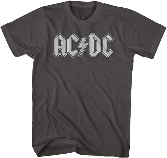 AC/DC Vintage Rock Band Music Group Grey Logo Adult T-Shirt Tee