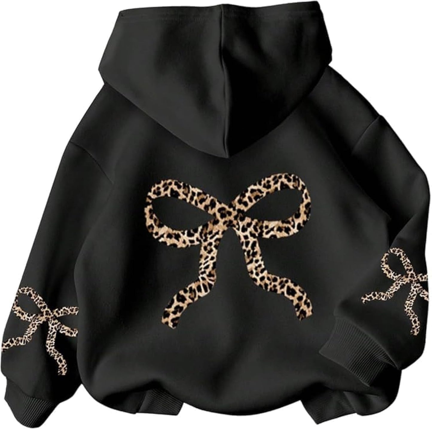 Girls Bow Graphic Hoodies Oversized/Cropped Hoodie Teen Pullover Long Sleeve Hooded Sweatshirt Casual Preppy Cute