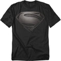 Superman Man of Steel Movie Gray Shield Black T Shirt