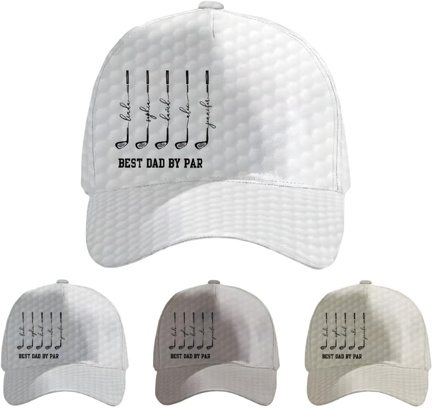 Best Dad By Par, Best Grandpa By Par - Personalized Cap, Custom Kids Name Golf Hat for Men, Baseball Cap Gift for Dad Grandpa