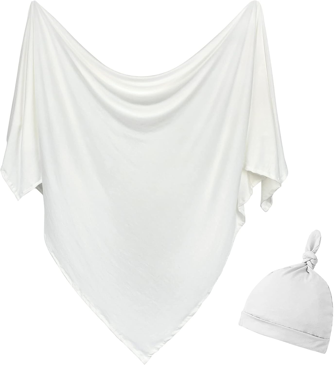OWLOWLA Newborn Swaddle Set Stretch Wrap Swaddle Receiving Blanket for Baby Boy Girl(Ivory-rm)