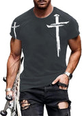 Mens Graphic T-Shirts Jesus Cross Vintage Print Casual Faith T-Shirts Summer Short Sleeve Crew Neck Christian Tops