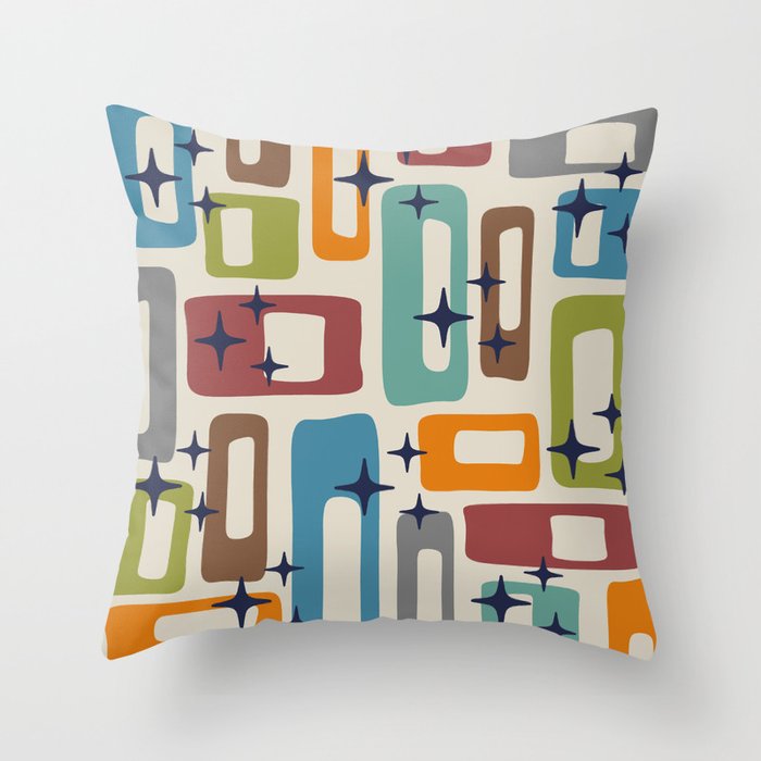 Retro Mid Century Modern Abstract Pattern 224 Atomic Googie Throw Pillow Gallery Image 6