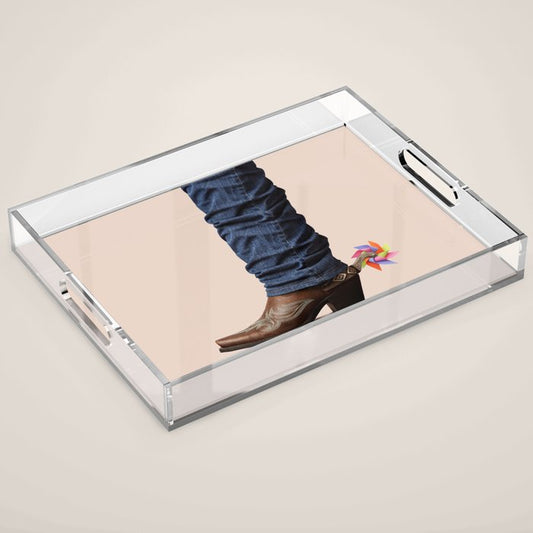 Funny Cowboy  Acrylic Tray Gallery Image 1