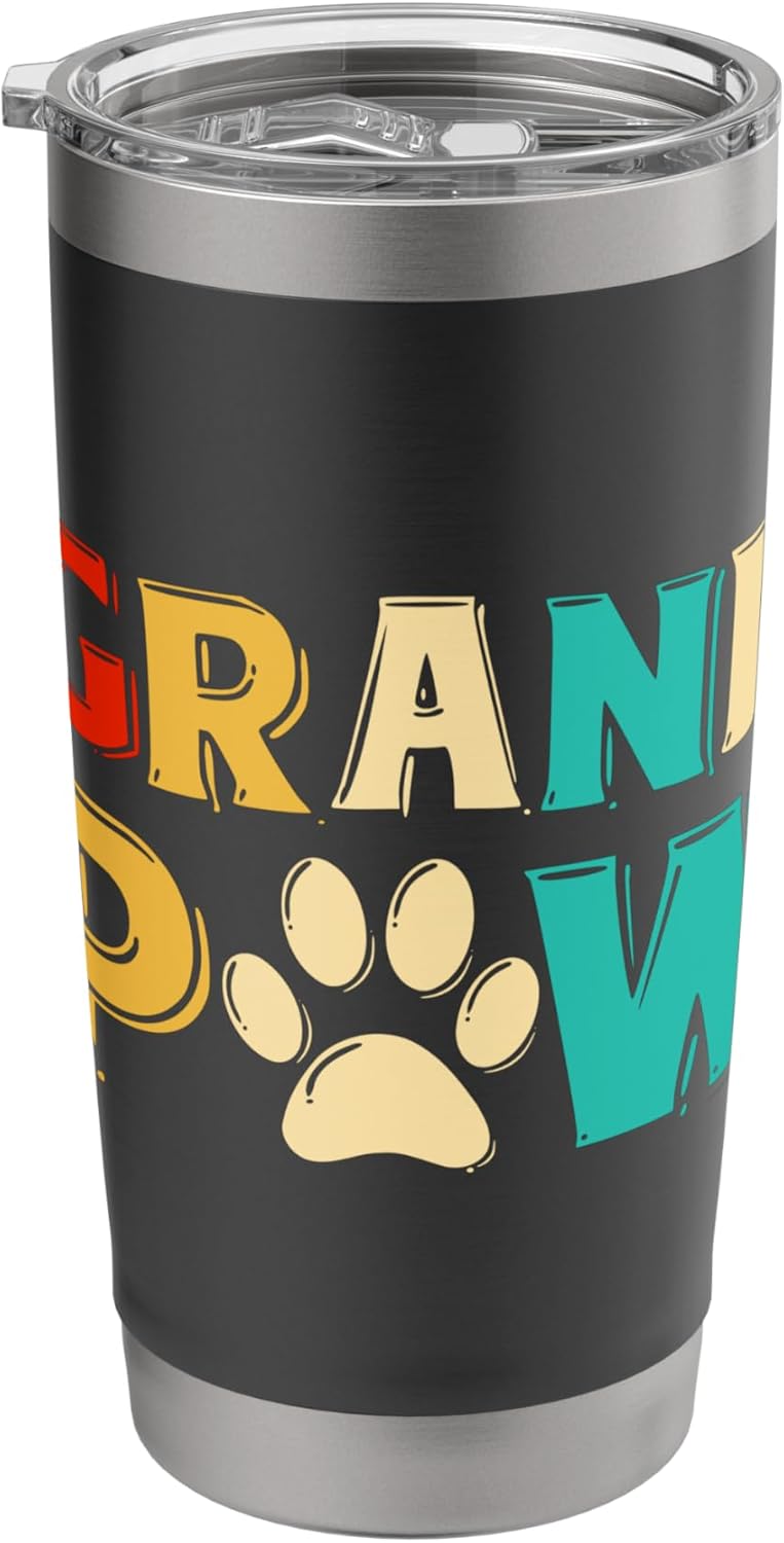 Grand Paw Dog TShirt Grandpaw Grandpa Dog Lover Vintage Gift Stainless Steel Insulated Tumbler