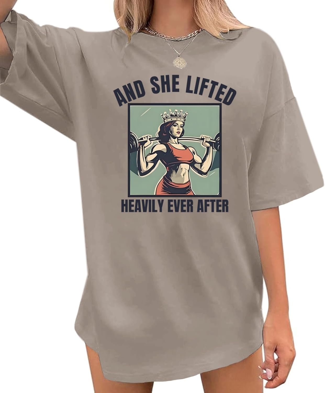 Funny Workout Shirts for Women Oversized Gym Tee Shirts Weightlifting Graphic Baggy T Shirt Gifts for Gym Lovers
