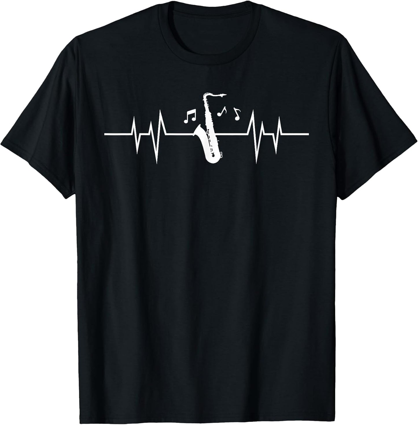 Cool Saxophone For Men Women Jazz Blues Music Band Heartbeat T-Shirt