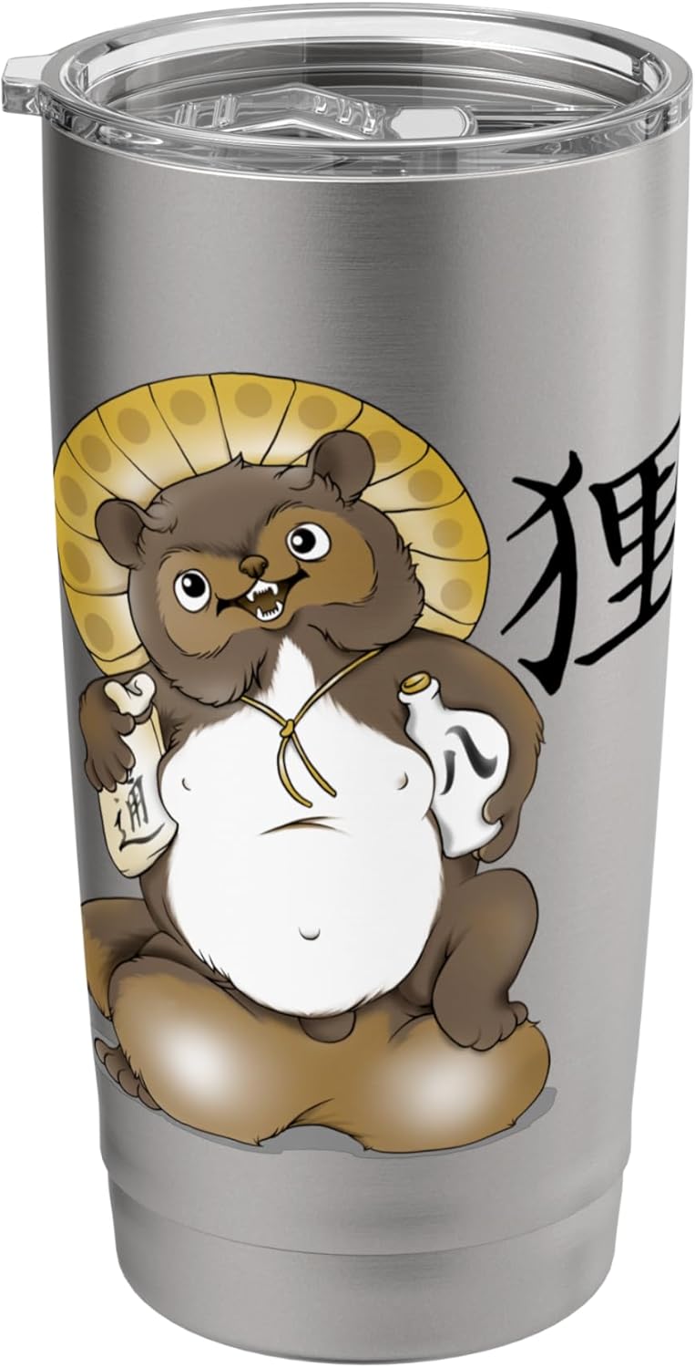 Tanuki Bake-danuki Japanese Raccoon Dog Lucky Sack Shirt Stainless Steel Insulated Tumbler