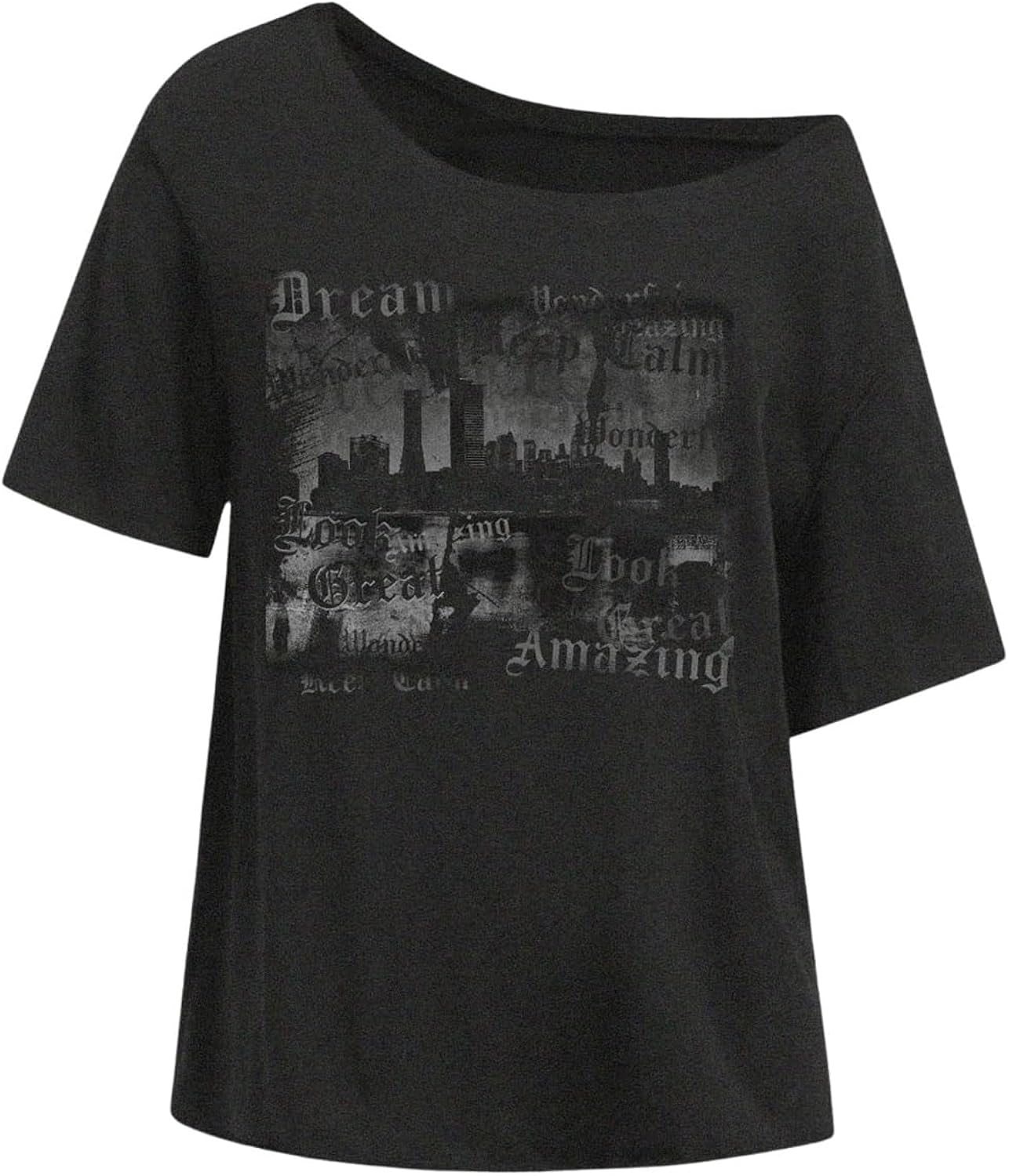 Women's Off The Shoulder Tops Gothic Graphic Tee Y2k Grunge Outfits Vintage Summer Going Out Tops