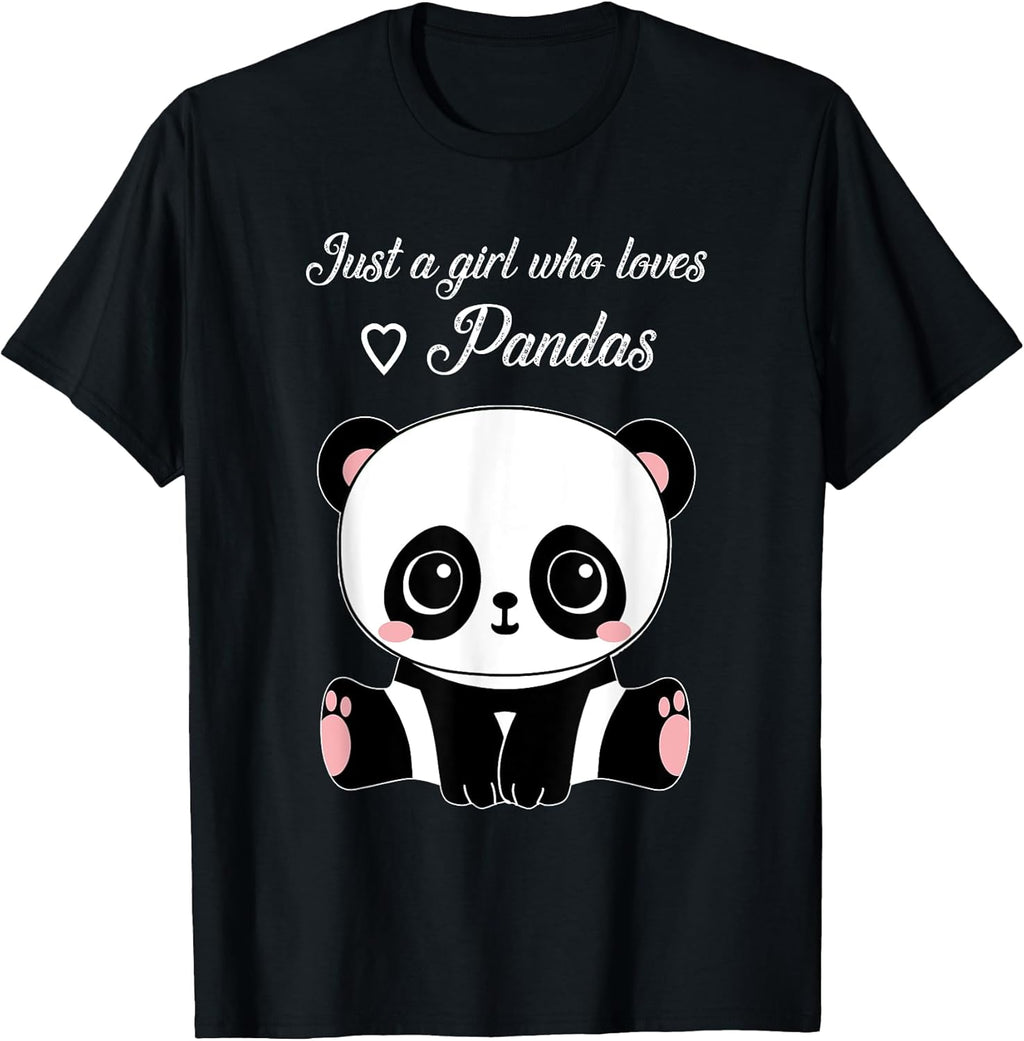 Just A Girl Who Loves Pandas BW T-Shirts