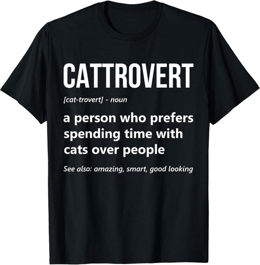 Cat Lover Funny Cattrovert Definition Kitty Kitten Cat Mom T-Shirt
