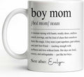 Personalized Boy Mom Mug, Boy Mom Era Gift for New Mum, Cute Mama Cups for Mothers Day or Baby Shower, Mommy of Boys Coffee Cup – “Raising Wild Boys with Love and Chaos”