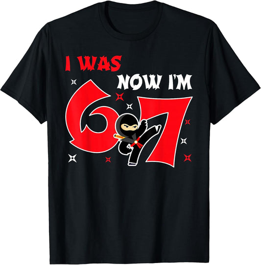 Funny 67 Meme 7 Year Old Birthday Ninja Shirt Kids