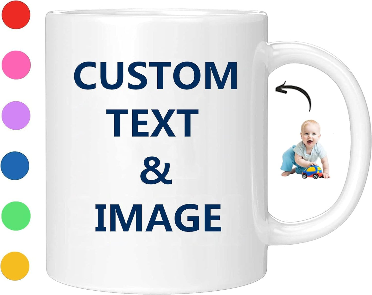 Custom Mug-Personalized Photo Coffee Mug with Picture/Logo/Text/Name, Personalized Fathers Teacher Birthday Employee Appreciation Gifts for Women Men Dad Office, Party Favors Mugs Set 11oz Wholesale