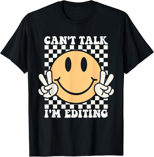 Funny Face Can't Talk I'm Editing Crewneck Gifts