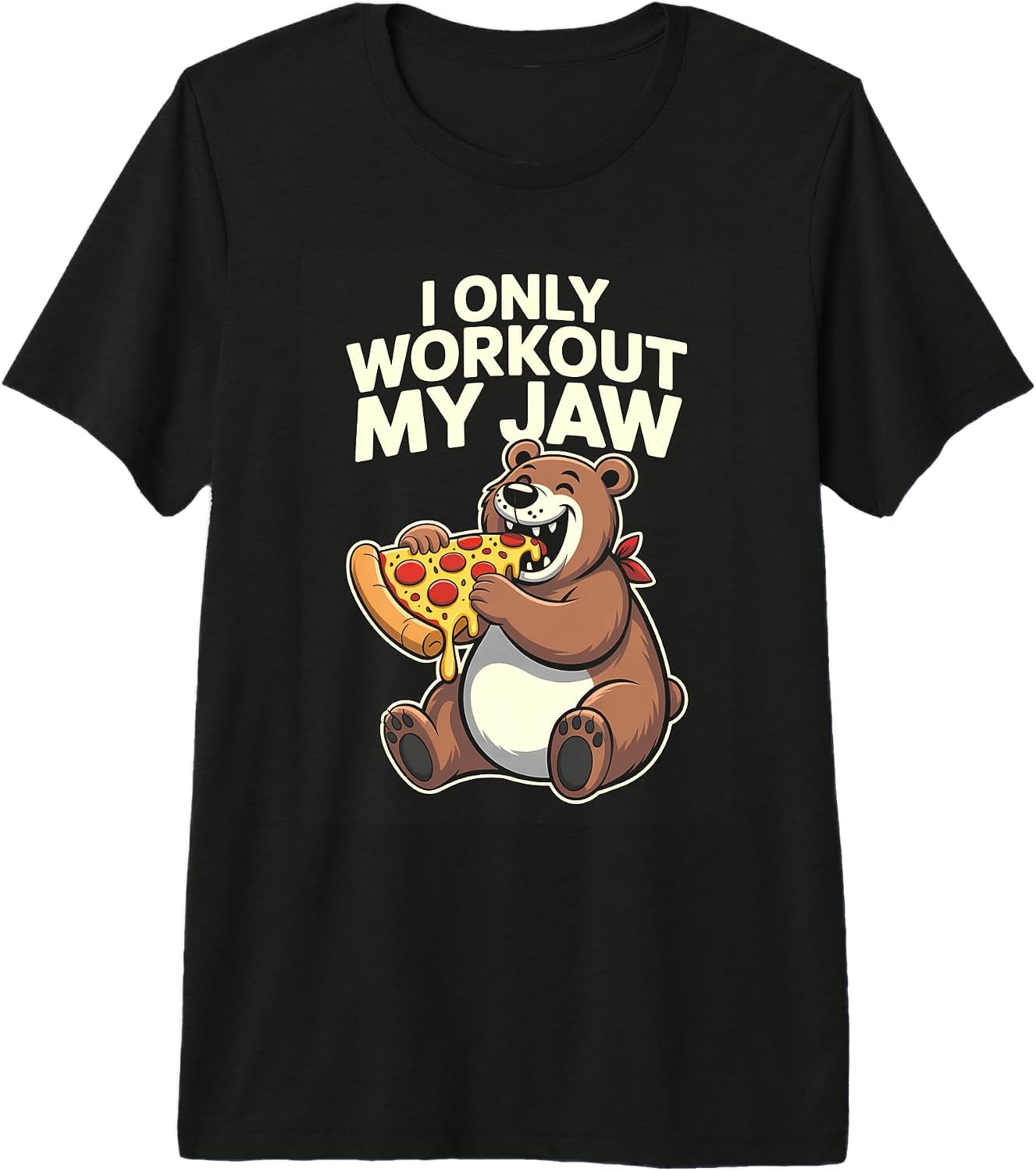Funny Pizza Bear Lazy Workout Jaw Humor