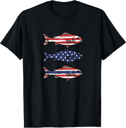 Fishing Fish American Flag Patriotic Outdoor Boys