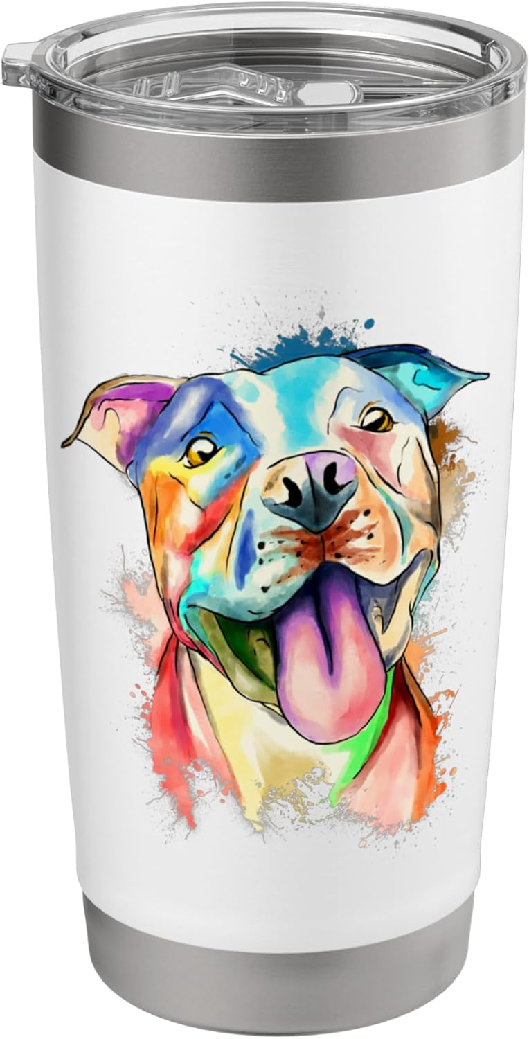 Pitbull Splash Artwork - Dog Lover Canine Animal Breeder Stainless Steel Insulated Tumbler