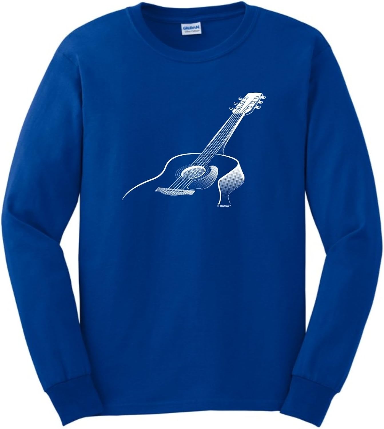 Music Lovers Gifts 3D Acoustic Guitar Music Themed Long Sleeve T-Shirt