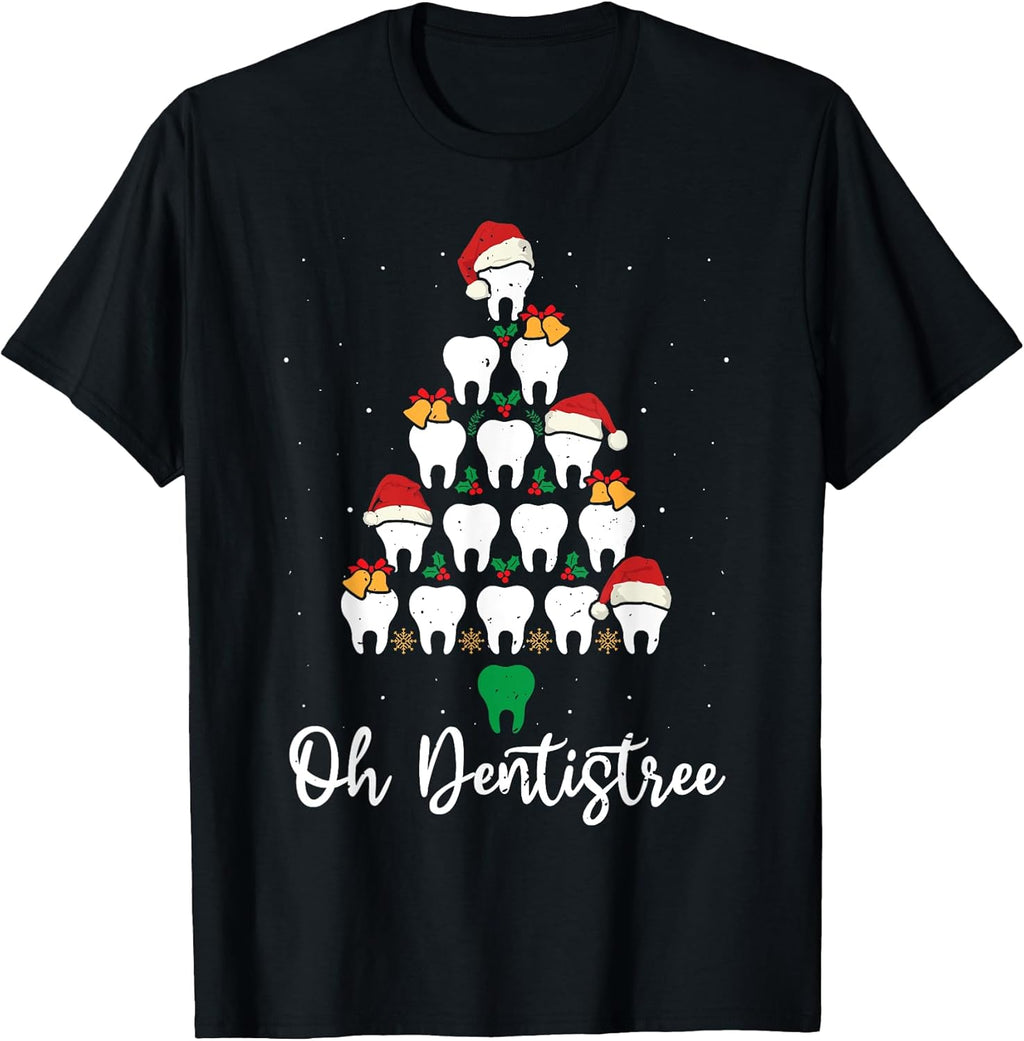 Funny Christmas Dentist Tree Dental Oh Dentistree Tooth Tree T-Shirt