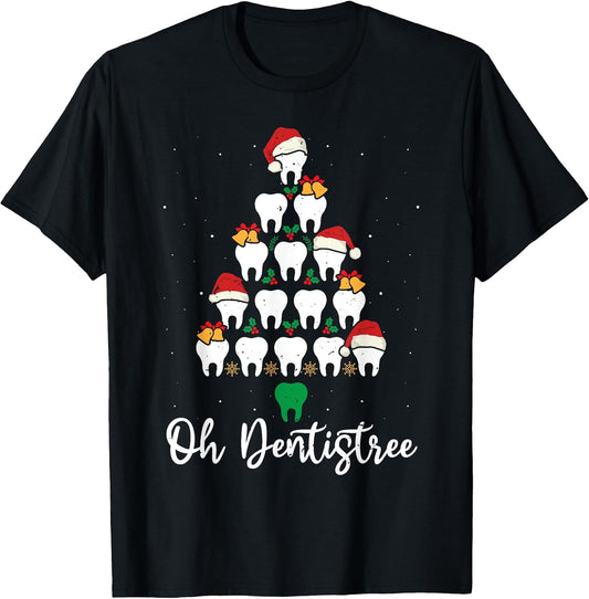 Funny Christmas Dentist Tree Dental Oh Dentistree Tooth Tree T-Shirt