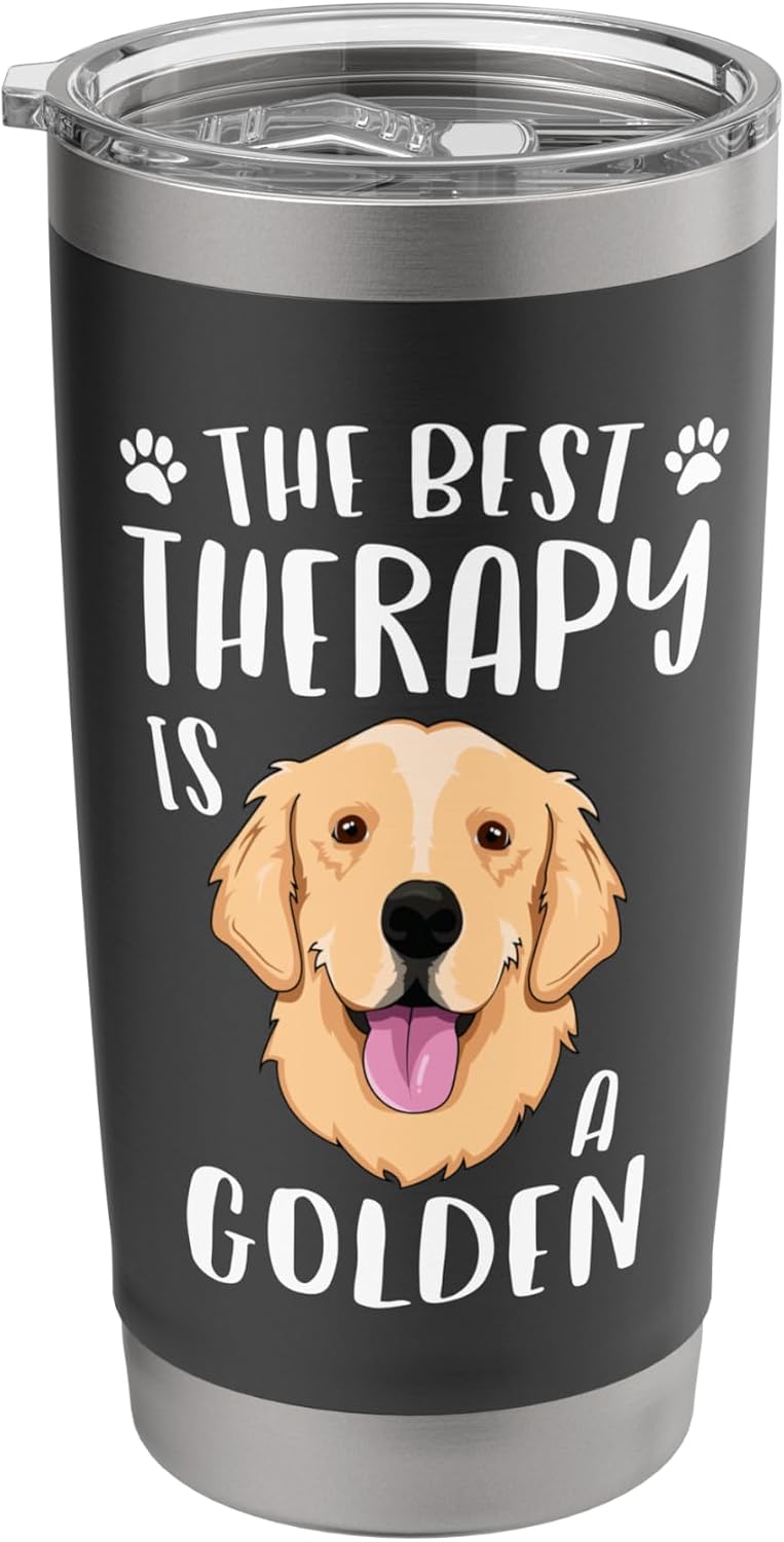 The Best Therapy Is A Golden Retriever T-Shirt Women Dog Stainless Steel Insulated Tumbler