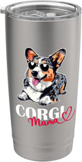 Womens Girls Corgi Mama Blue Merle Corgi Mom Lover Stainless Steel Insulated Tumbler
