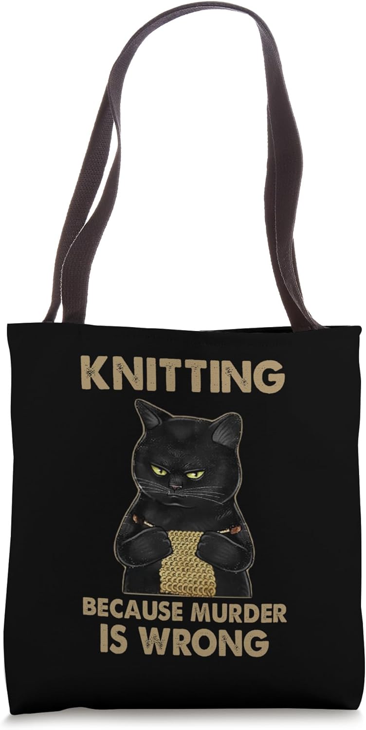 Cat Knitting Because Murder Is Wrong Shirt