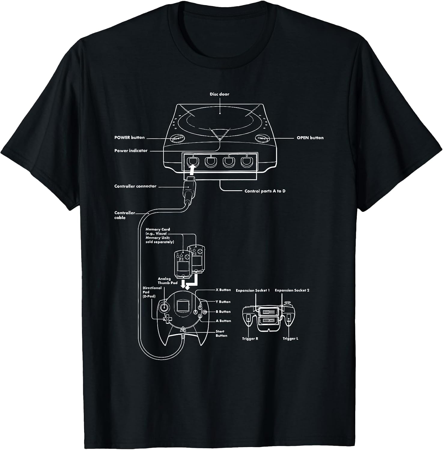 Vintage Gaming Diagram - Video Game Console Retro Chart Gift T-Shirt