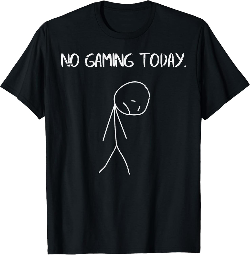 No Gaming Today Sad Stickman Funny Video Gamer Men Boys Kids T-Shirt