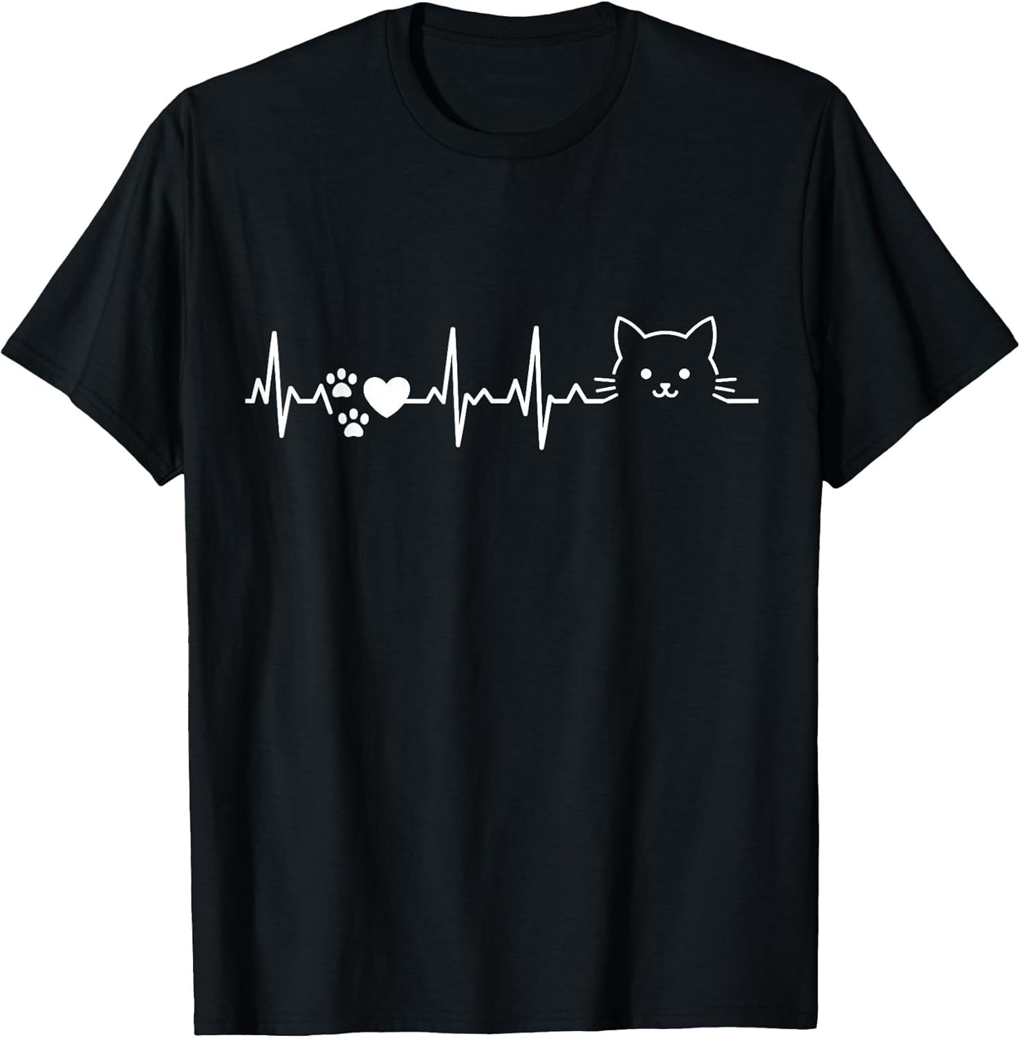 Cat Lover Heartbeat EKG Pulse Cat Owner T-Shirt