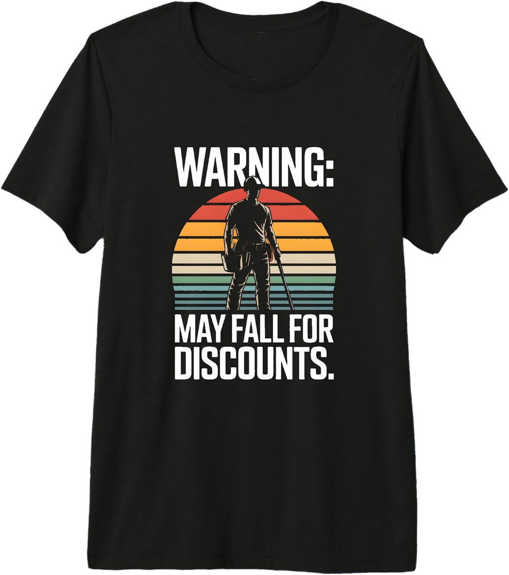 Warning May Fall for Discounts Construction Worker Premium Tri-Blend T-Shirt